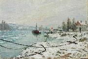 Alfred Sisley Mooring Lines, the Effect of Snow at Saint-Cloud Spain oil painting artist